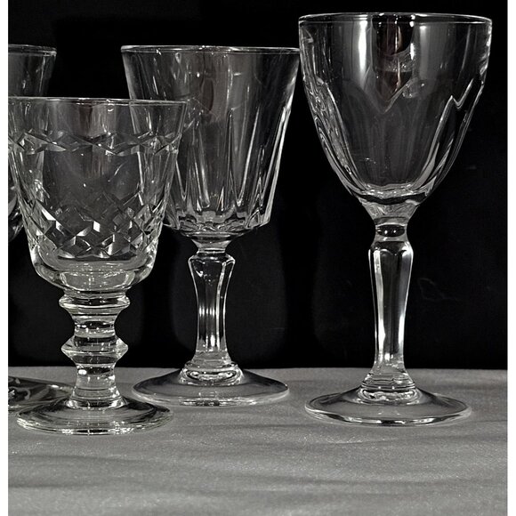 6 Mismatched Vintage Cocktail Glasses Etched Floral romantic dinner drinks party - Picture 6 of 10